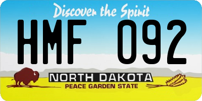 ND license plate HMF092