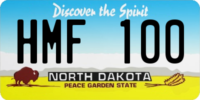 ND license plate HMF100