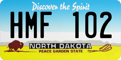 ND license plate HMF102