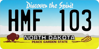 ND license plate HMF103