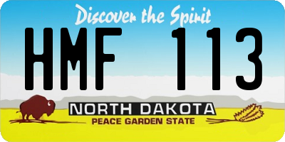 ND license plate HMF113