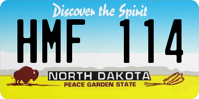 ND license plate HMF114