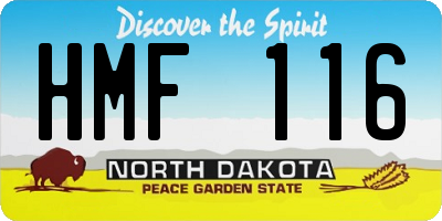 ND license plate HMF116