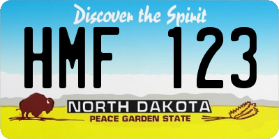 ND license plate HMF123