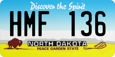 ND license plate HMF136