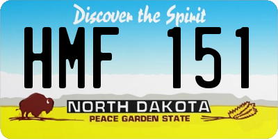 ND license plate HMF151