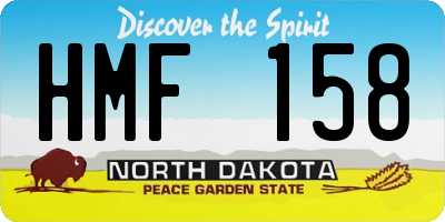 ND license plate HMF158