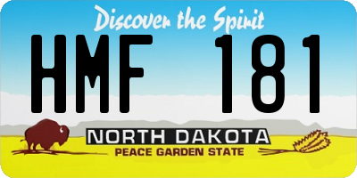ND license plate HMF181
