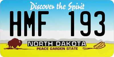 ND license plate HMF193