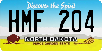 ND license plate HMF204