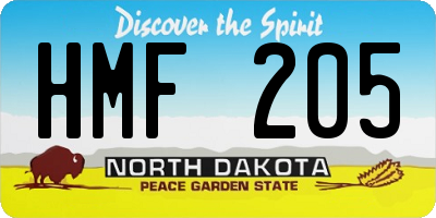 ND license plate HMF205