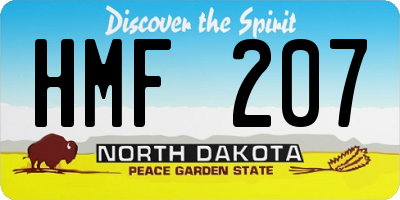 ND license plate HMF207