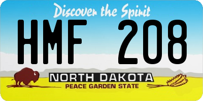 ND license plate HMF208