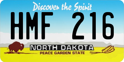 ND license plate HMF216