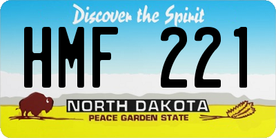 ND license plate HMF221