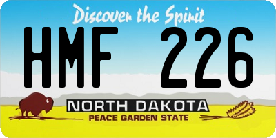 ND license plate HMF226