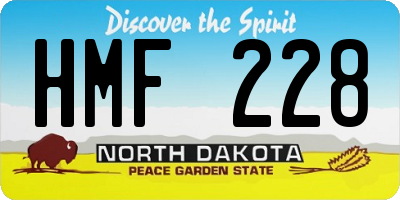 ND license plate HMF228