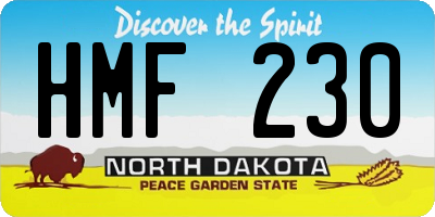 ND license plate HMF230