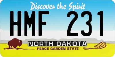 ND license plate HMF231