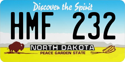 ND license plate HMF232