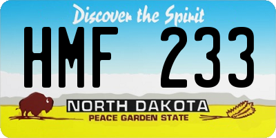 ND license plate HMF233