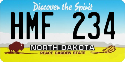 ND license plate HMF234