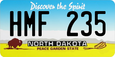 ND license plate HMF235