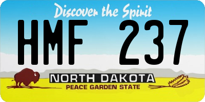 ND license plate HMF237