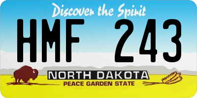 ND license plate HMF243