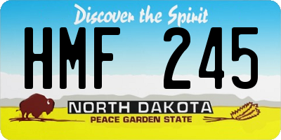 ND license plate HMF245