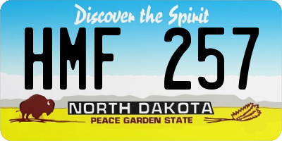 ND license plate HMF257