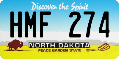 ND license plate HMF274