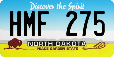 ND license plate HMF275