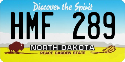 ND license plate HMF289