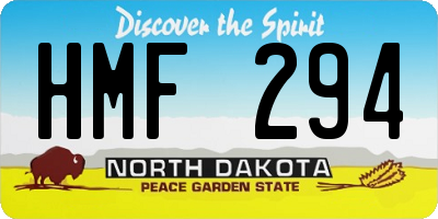 ND license plate HMF294
