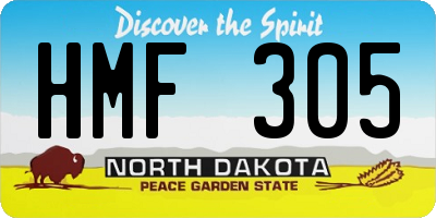 ND license plate HMF305