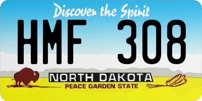 ND license plate HMF308