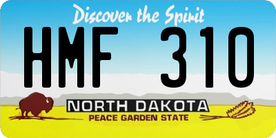 ND license plate HMF310