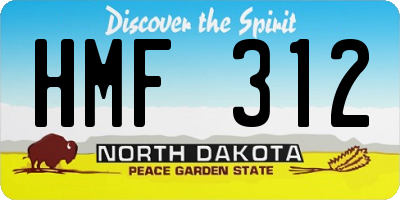 ND license plate HMF312