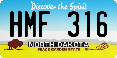 ND license plate HMF316
