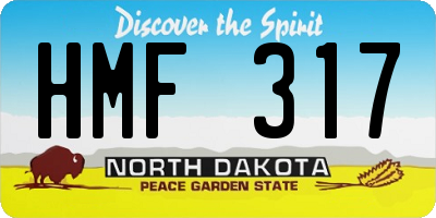 ND license plate HMF317