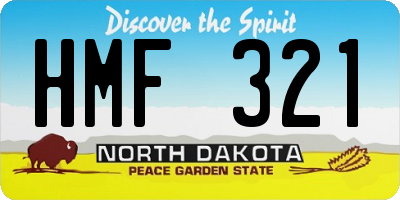 ND license plate HMF321