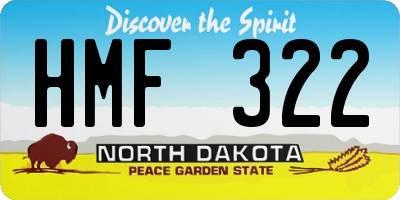 ND license plate HMF322