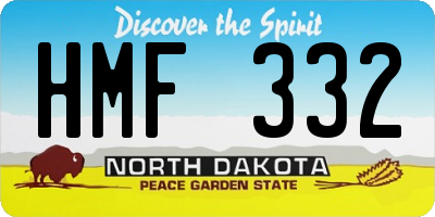 ND license plate HMF332