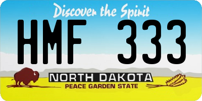 ND license plate HMF333