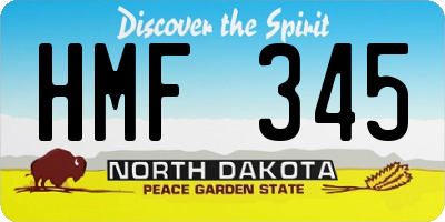 ND license plate HMF345