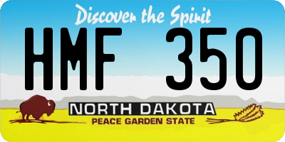 ND license plate HMF350