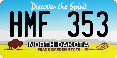 ND license plate HMF353