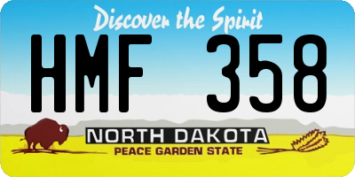 ND license plate HMF358