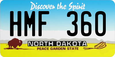 ND license plate HMF360